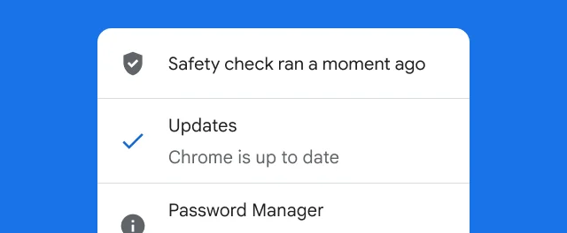 警报显示 Chrome 的安全检查已完成并且浏览器已更新。